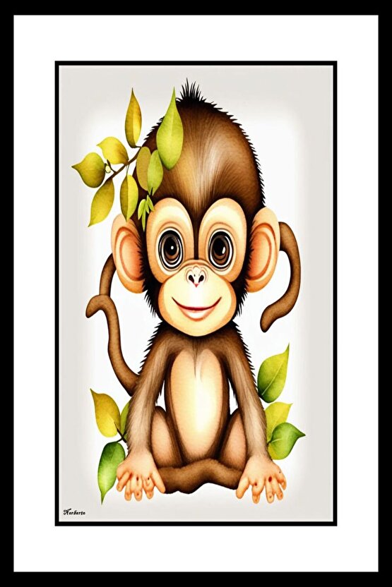 Minik Şempanze Digital Art ( ÇERÇEVESİZ - ÇERÇEVE YOKTUR ) ( ULTRA HD ) FOLYO AFİŞ - POSTER