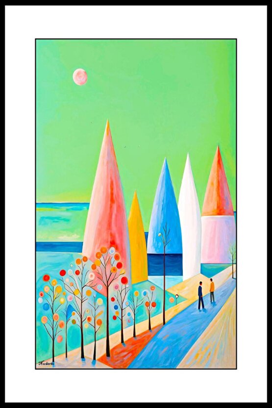 Renkli Kuleler Digital Art ( ÇERÇEVESİZ - ÇERÇEVE YOKTUR ) ( ULTRA HD ) FOLYO AFİŞ - POSTER