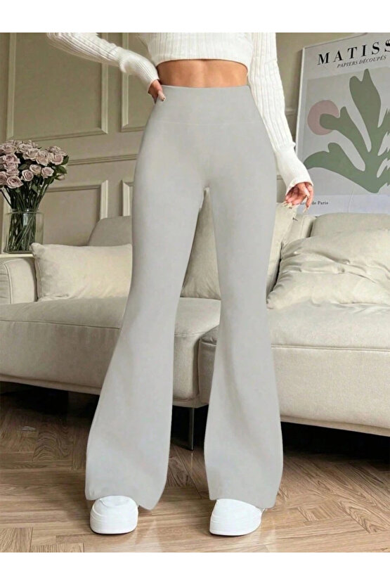 Kadın Yüksek Bel Ispanyol Paçalı Pantolon Tayt