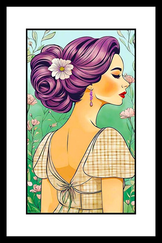 Fiyonklu Kadın Digital Art ( ÇERÇEVESİZ - ÇERÇEVE YOKTUR ) ( ULTRA HD ) FOLYO AFİŞ - POSTER