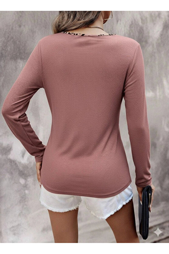 Kadın Uzun Kollu V Yakalı Kaşkorse Bluz