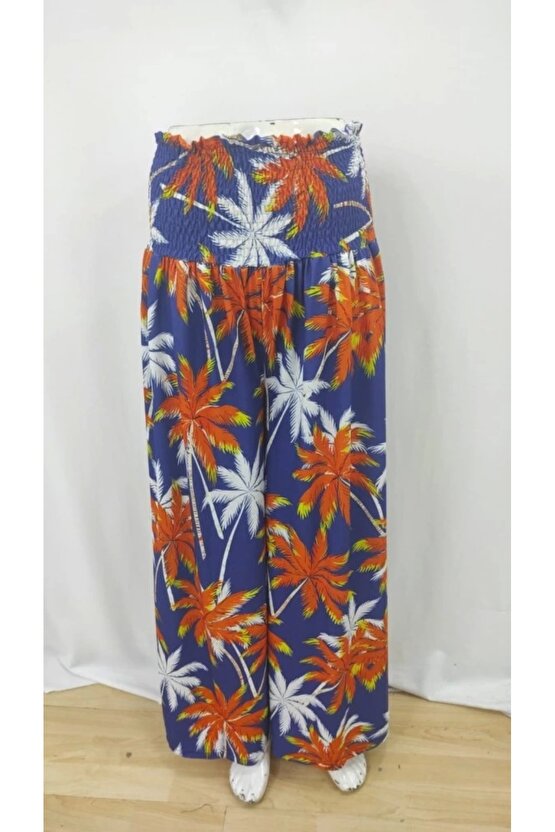 Kadın Yüksek Bel Lastikli Desenli Süprem Pantolon