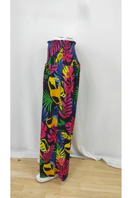 Kadın Yüksek Bel Lastikli Desenli Süprem Pantolon