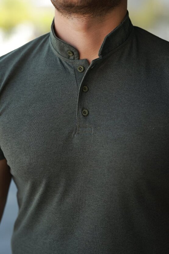 EQURİ Erkek Hakim Yaka Dokuma Pamuklu Kumaş Kısa Kollu Tişört