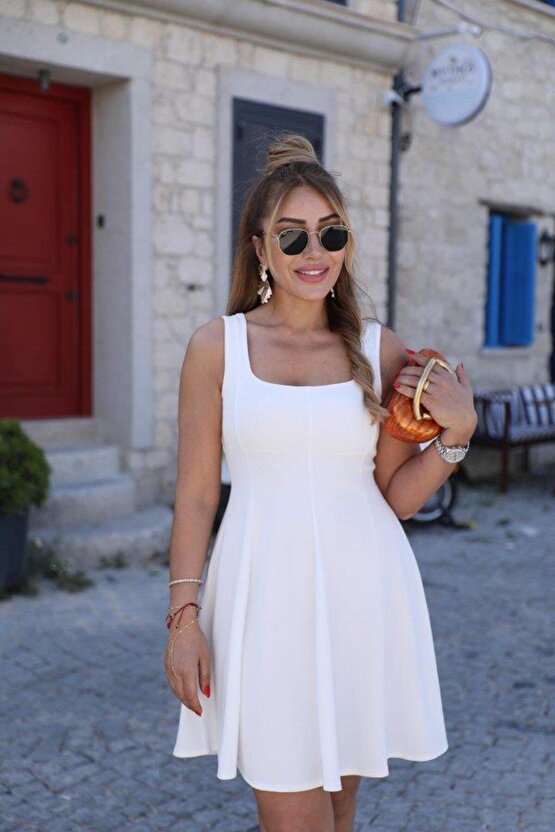 EQURİ Kadın Kare Yaka Mini Elbise