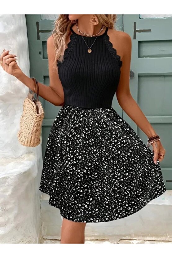 Kadın Omuzlardan Açık Reglan Kol Detaylı üst Fırfırlı Kaşkorse Alt Süprem Elbise