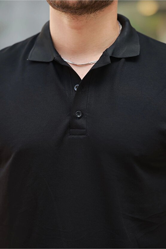 EQURİ Erkek Kısa Kollu Yakalı Viskon Iki Iplik Erkek Tişört