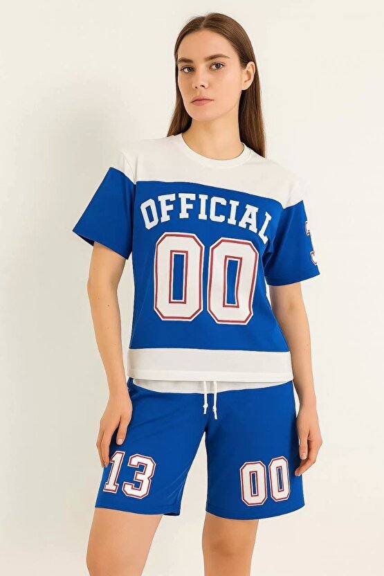 Kadın Şortlu Takım – Oversize İki İplik Kumaş, Ön & Arka Dijital Baskılı Tişört ve Lastikli Cepli Şo