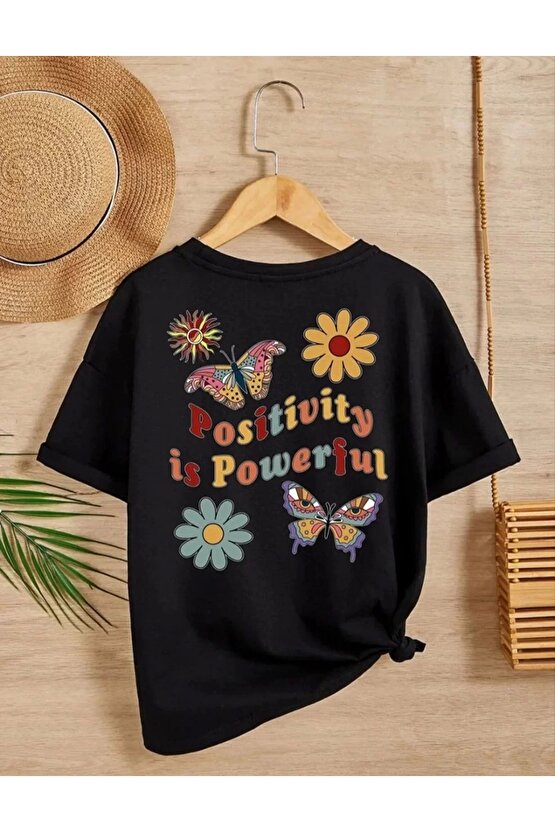 Kız Çocuk Bisiklet Yaka Baskılı T-Shirt - Siyah