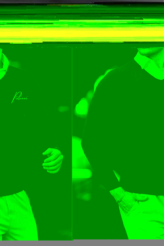 Baskılı V Yaka Uzun Kol Dokuma Triko - Indigo