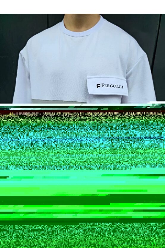 Unisex Torba Cep Detaylı Parçalı T-Shirt - Gri