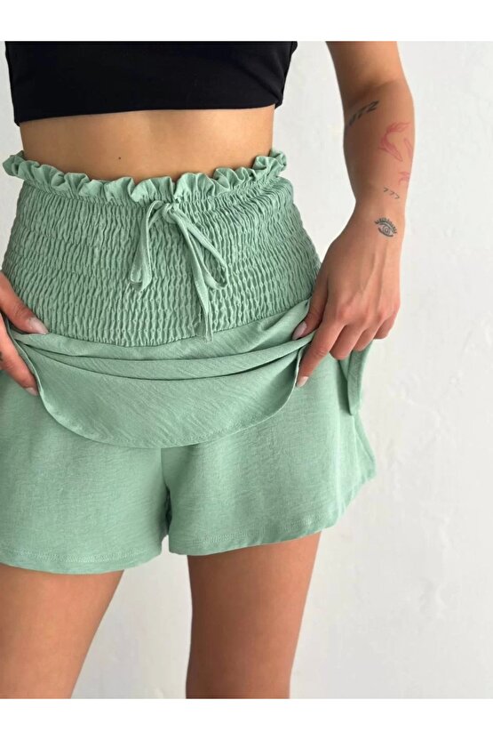 Ayrobin Şortlu Etek - Su Yeşili