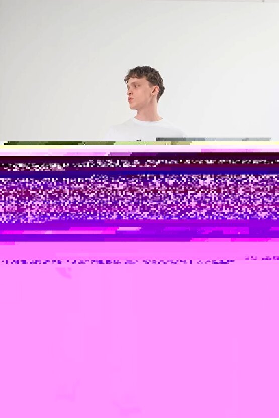 Unisex Bisiklet Yaka Baskılı Oversize T-Shirt - Beyaz