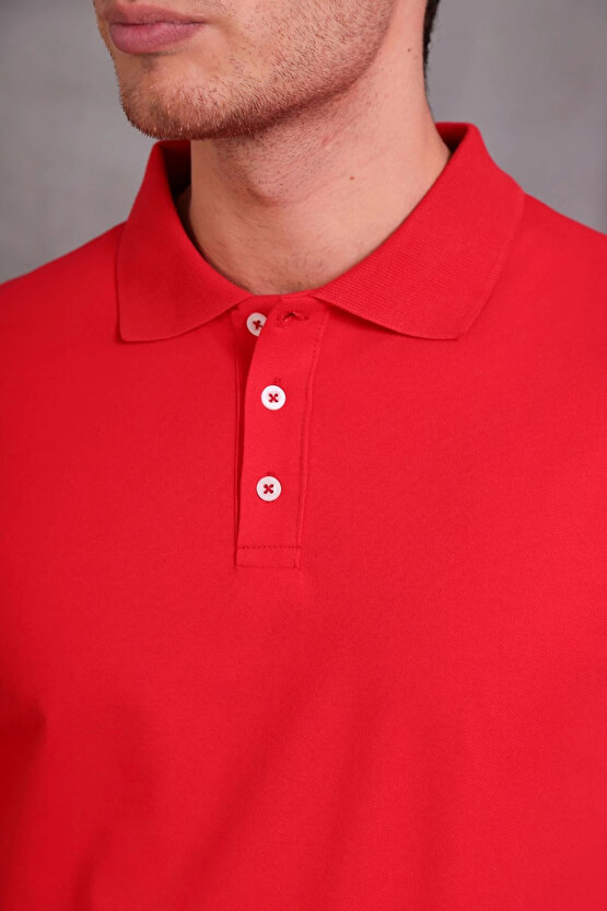 Erkek Slim Fit Pamuklu Yumuşak Doku Nefes Alan Kumaş Yakalı Tişört