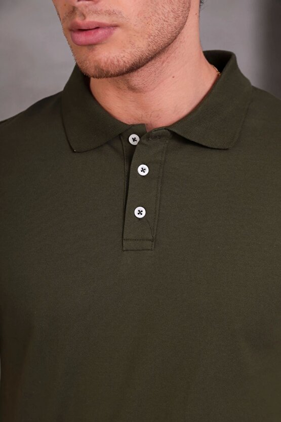 Erkek Slim Fit Pamuklu Yumuşak Doku Nefes Alan Kumaş Yakalı Tişört