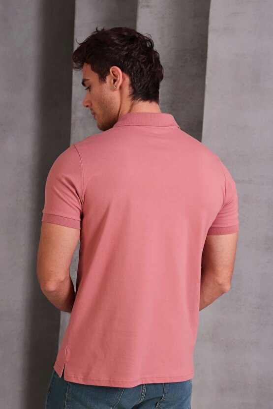 Erkek Slim Fit Pamuklu Yumuşak Doku Nefes Alan Kumaş Yakalı Tişört