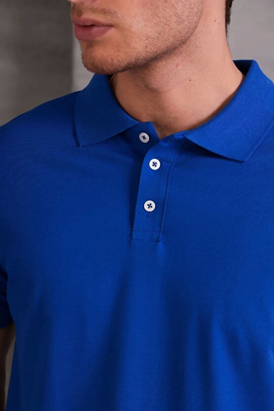 Erkek Slim Fit Pamuklu Yumuşak Doku Nefes Alan Kumaş Yakalı Tişört