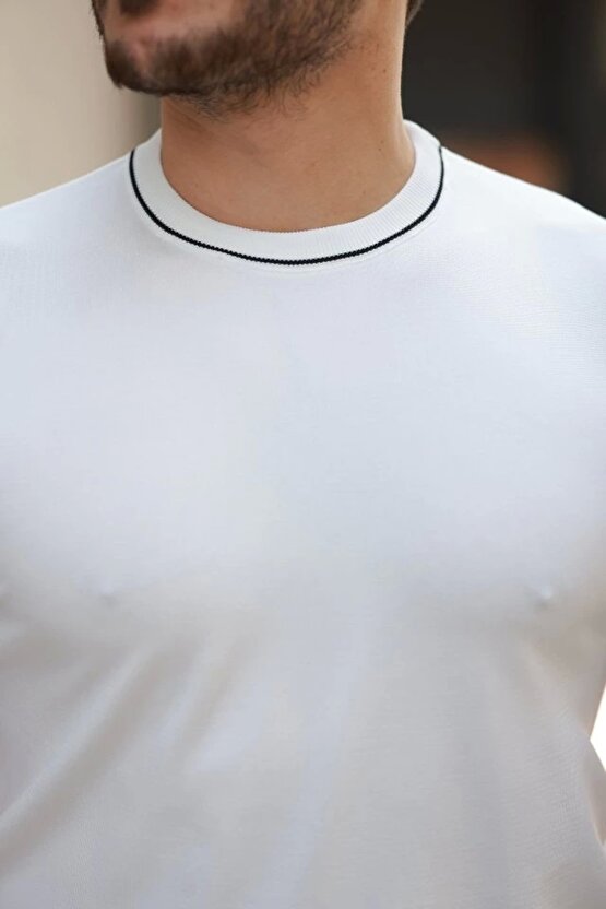 Erkek Bisiklet Yaka Ribanalı Kısa Kollu Tshirt