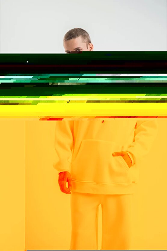 Unisex Double Oversize Kapşonlu Basic SweatShirt - Beyaz