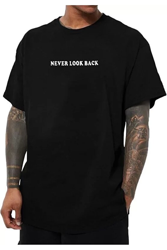 Erkek Bisiklet Yaka Kısa Kol Baskılı T-shirt - Siyah