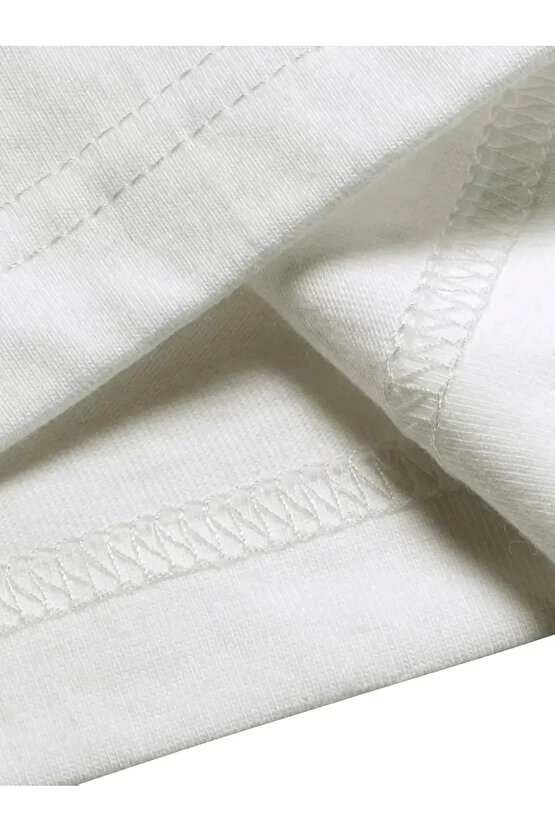 AICG Ön Arka Baskılı Bisiklet Yaka Kadın Oversize Bisiklet Yaka T-shirt - Beyaz