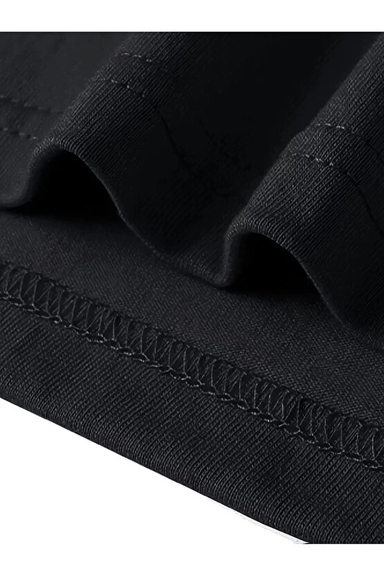 Pembe Panter Baskılı Erkek Oversize Günlük Kısa Kollu Tişört İlkbahar ve Yaz için Mükemmeldir - Siya