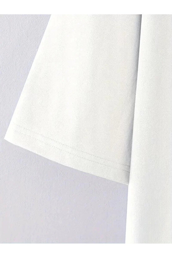 No Risk No Story Baskılı Oversize Bisiklet Yaka T-shirt - Beyaz