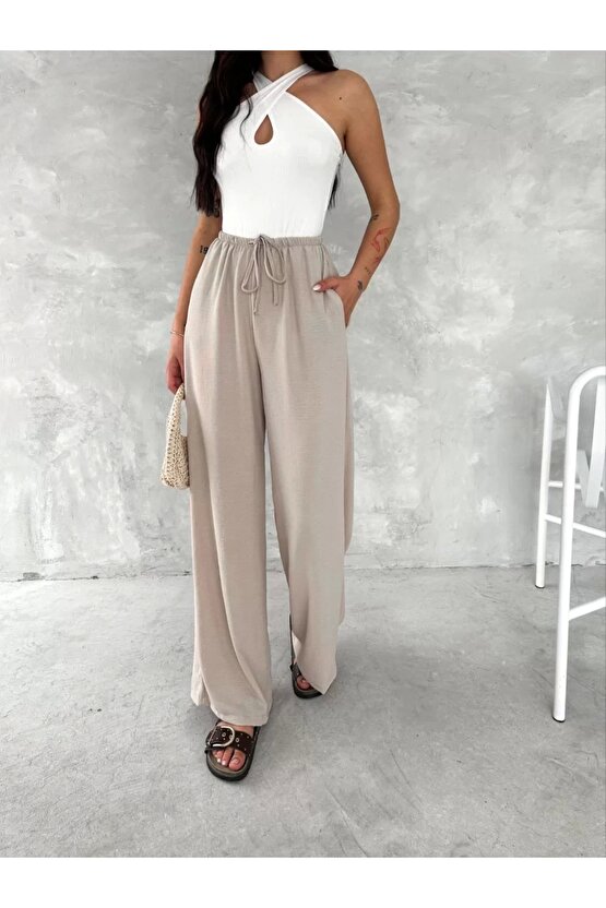 Ayrobin Oversize Kadın Pantalon - Bej