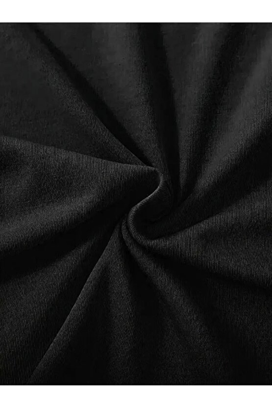 fiyonk Ön Arka baskılı siyah oversize unisex Kısa Kol t-shirt- Siyah