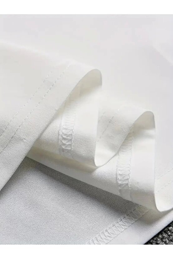 Sporda Günlük Hayata Giyilebilir GYM Baskılı Oversize Bisiklet Yaka Erkek T-shirt - Beyaz