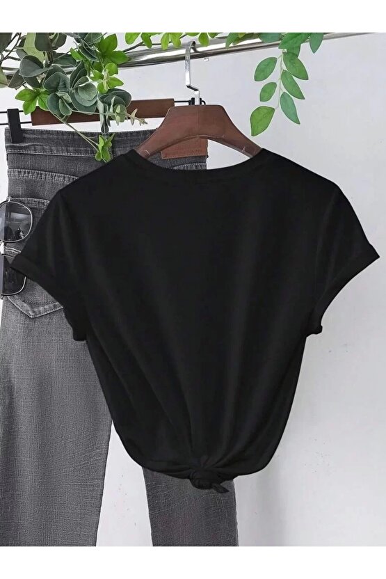 Baskılı Kadın T-shirt - Siyah