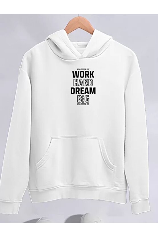 Kışlık Üç İplik Kapüşonlu SweatShirt - Beyaz