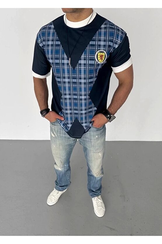 Unisex Bisiklet Yaka Baskılı Oversize T-Shirt - Siyah