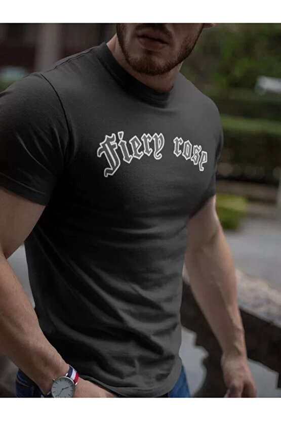 Erkek Bisiklet Yaka Baskılı Oversize T-Shirt - Siyah