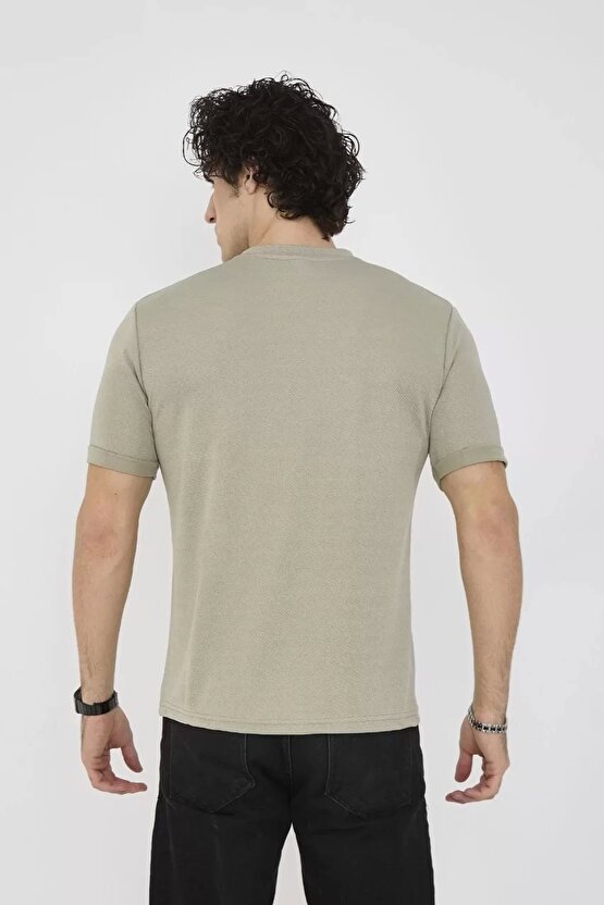 Unisex Bisiklet Yaka Slim fit T-Shirt- Açık Yeşil