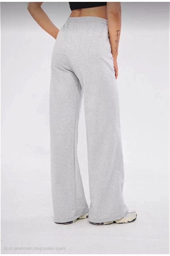 İki iplik Bol Paça Eşofman Pantalon - Gri