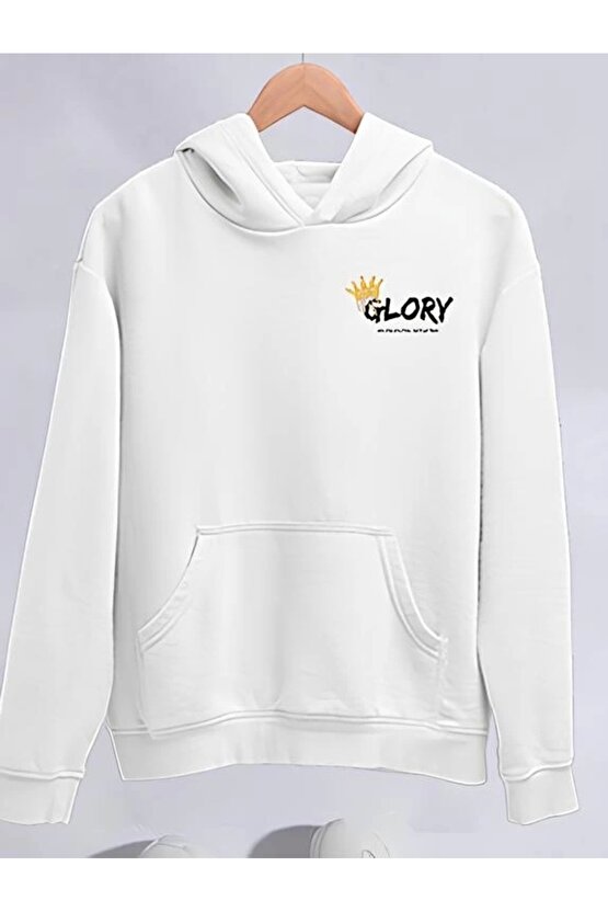 AhEs Shopping Kışlık Üç İplik Kapşonlu SweatShirt - Beyaz