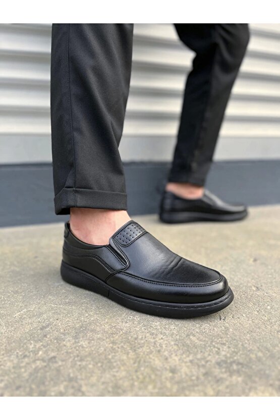 JY0410 Classique Bağcıksız Cilt Erkek Günlük Klasik Ayakkabı CST - Siyah
