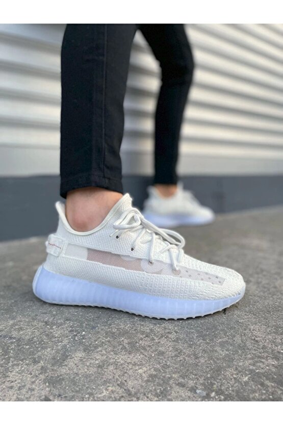 JY305 Pulse Bağcıklı Triko Kumaş Erkek Günlük Spor Ayakkabı TBT - Beyaz