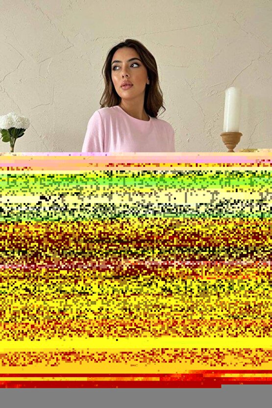 Pudra Pileli Bisiklet Yaka Elbise