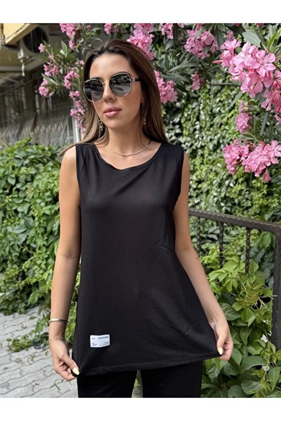 Kadın Askılı Yuvarlak Yaka Viskon Iki Iplik Bluz Ve Eşofman Altı Ikili Takım