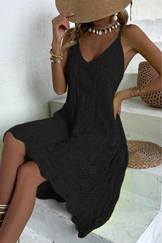 Kadın Ince Askılı Triko Elbise