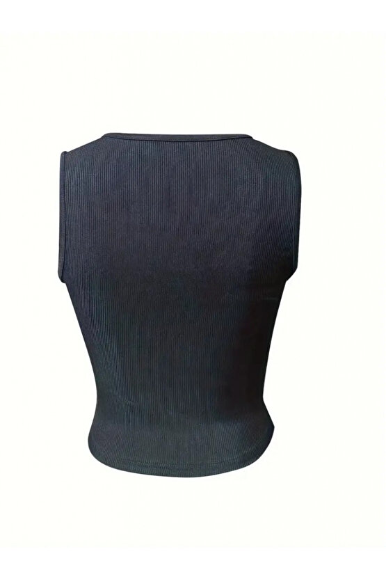 EQURİ Kadın Kolsuz V Yakalı Kaşkorse Bluz