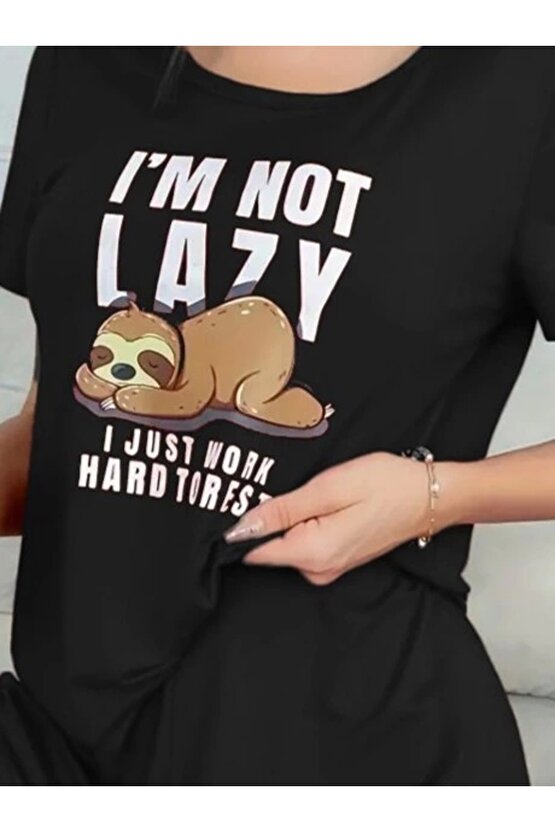 Kadın Kısa Kollu Bisiklet Yaka Baskılı Viskon Bluz Ve şort Ikili Takım