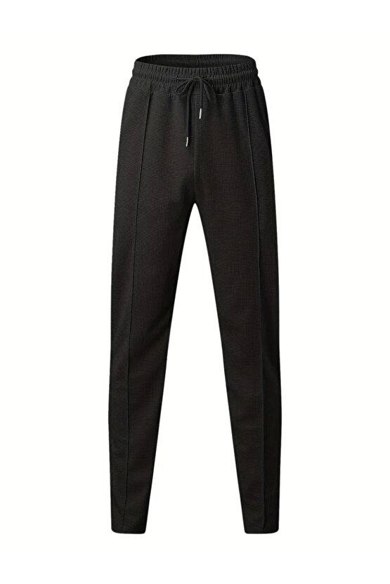 Erkek Yüksek Bel önden Bağcıklı Cepli Waffle Pantolon