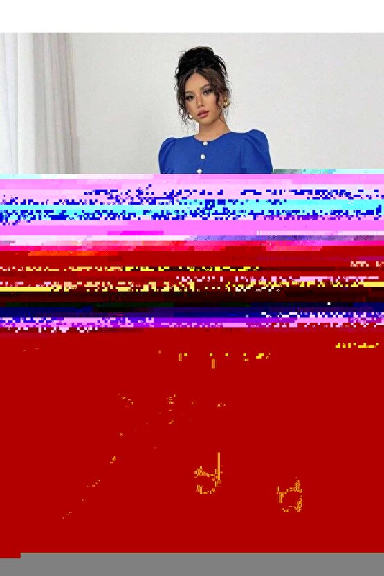 Kadın Kısa Kollu Bisiklet Yaka önden Düğmeli Ithal Krep Elbise