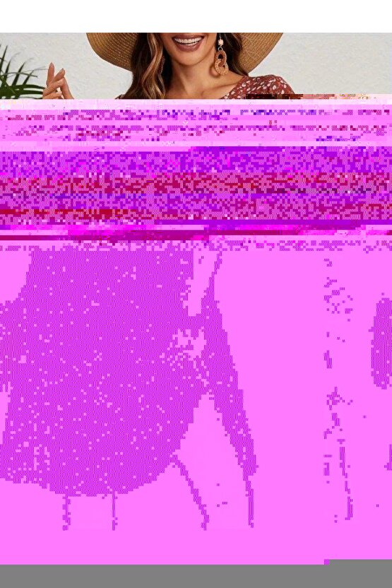 Kadın Kısa Kollu Bisiklet Yaka çiçek Desenli Süprem Elbise