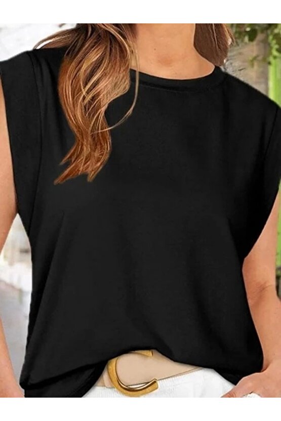 Kadın Kısa Kollu Bisiklet Yaka Viskon Bluz