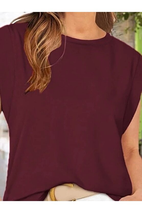 Kadın Kısa Kollu Bisiklet Yaka Viskon Bluz