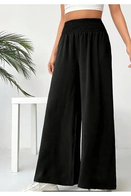 Kadın Yüksek Bel Lastikli Ithal Krep Pantolon